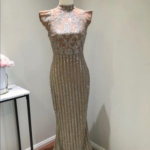 Wedding guest nude sequence dress beautiful gown